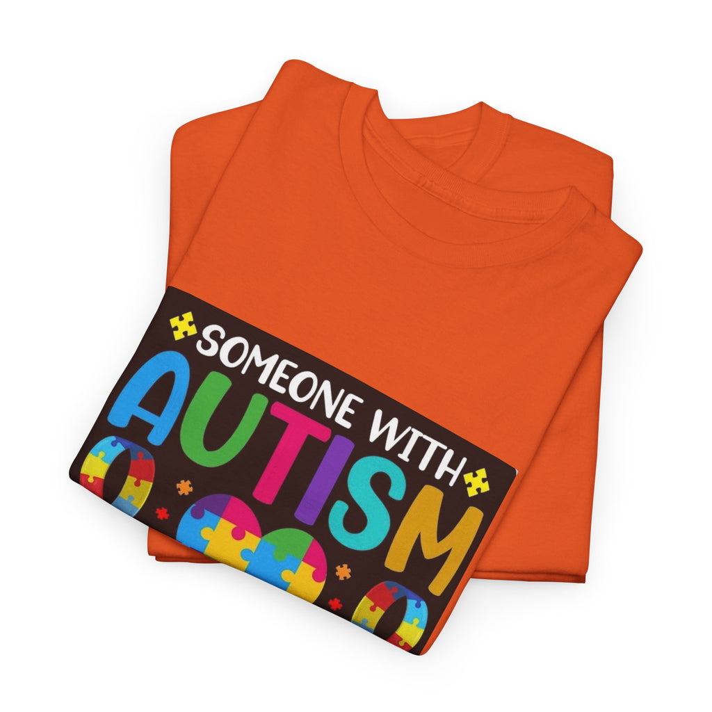 Autism Awareness T-Shirt — “Someone With Autism Lights Up My World” Colorful Puzzle Tee