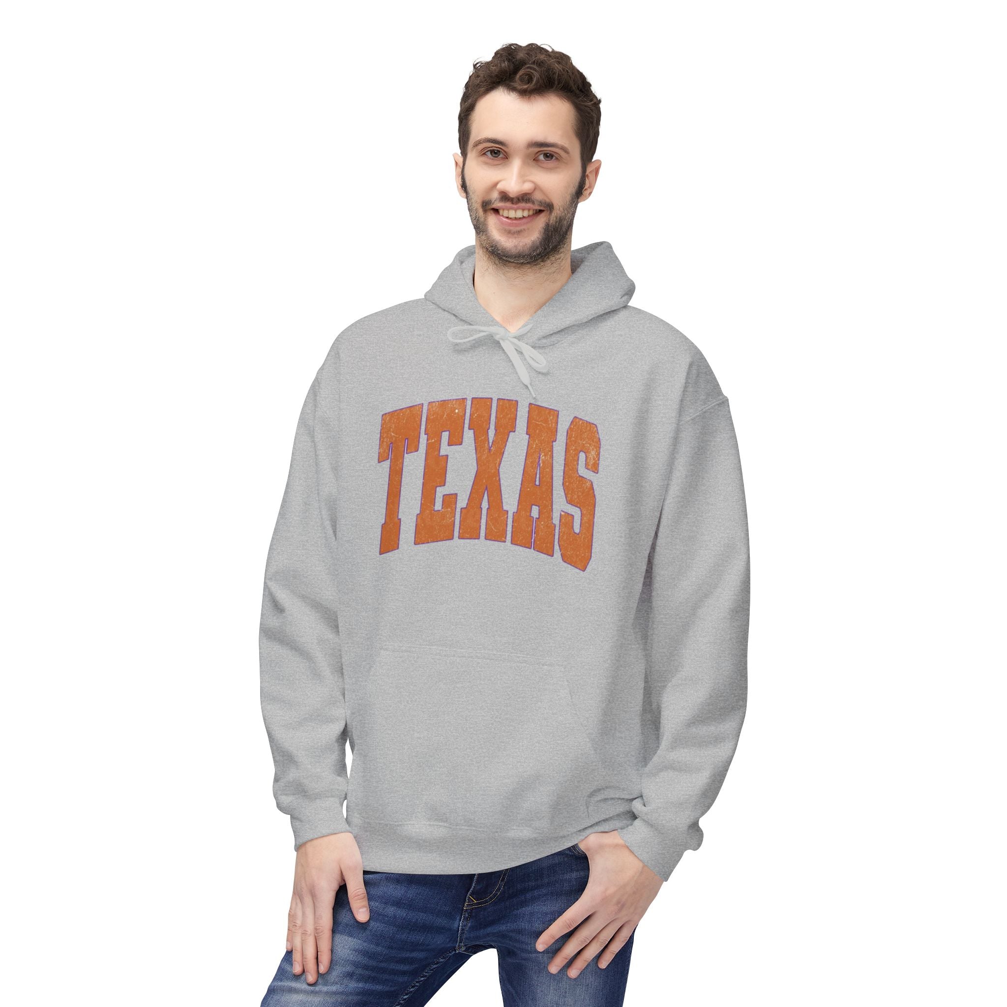 Texas Arch Hoodie — Vintage burnt orange college pullover