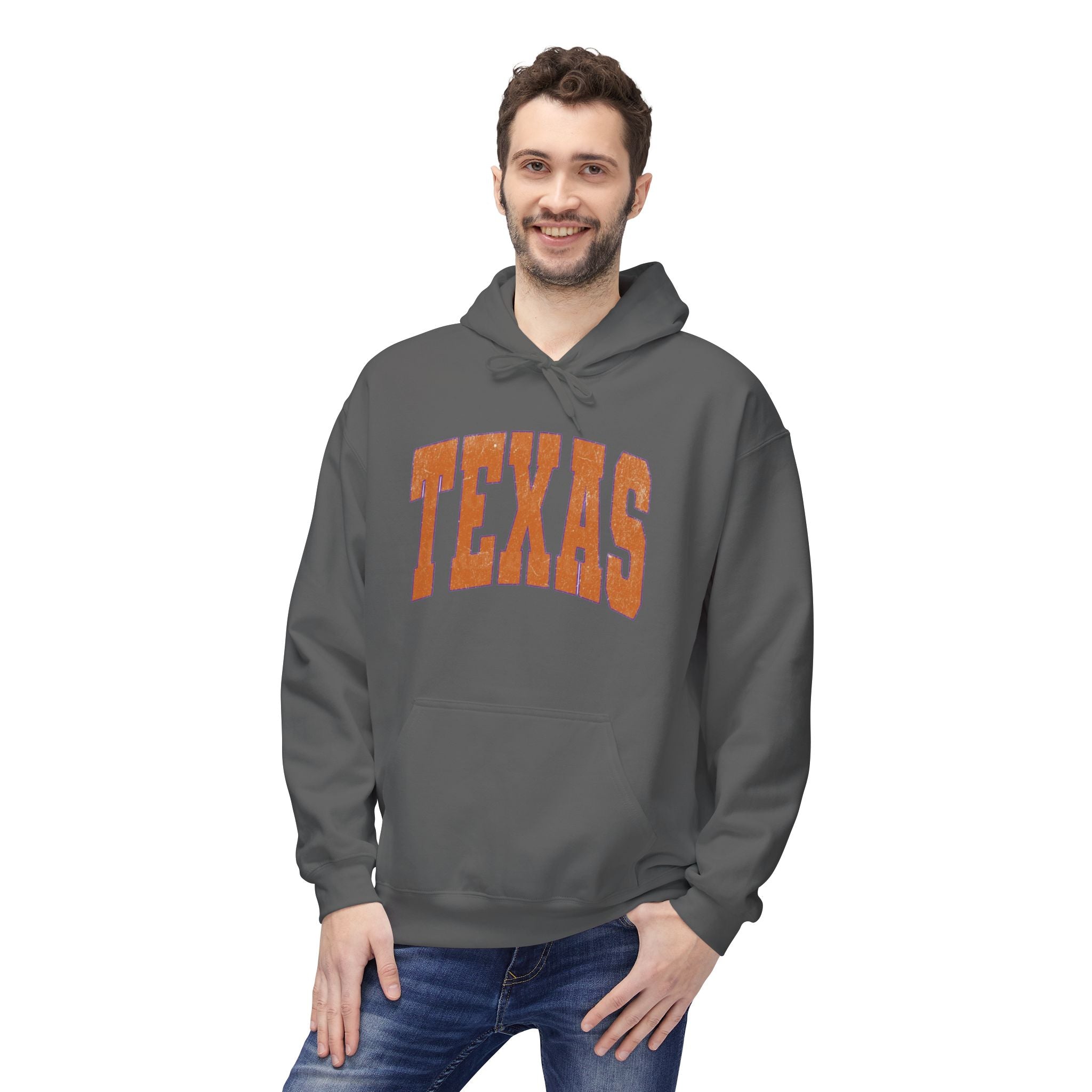 Texas Arch Hoodie — Vintage burnt orange college pullover