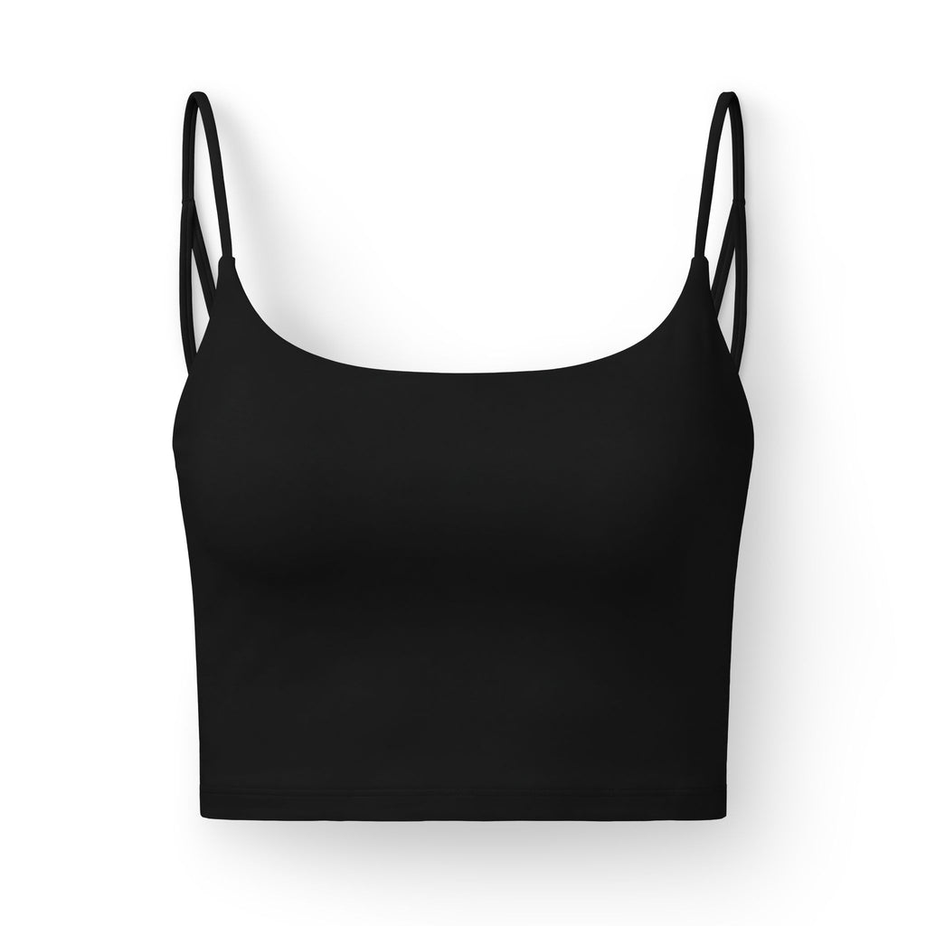 Women's Luxe Bra — Black Crop Bralette with Small American Flag Back Print