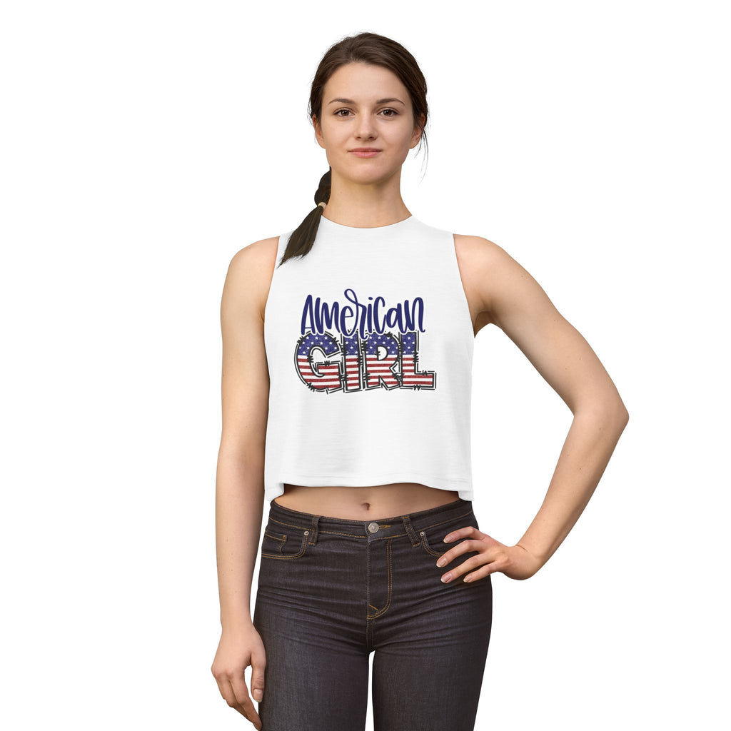 American Girl Crop Top — Patriotic USA Flag Graphic Tank for Women