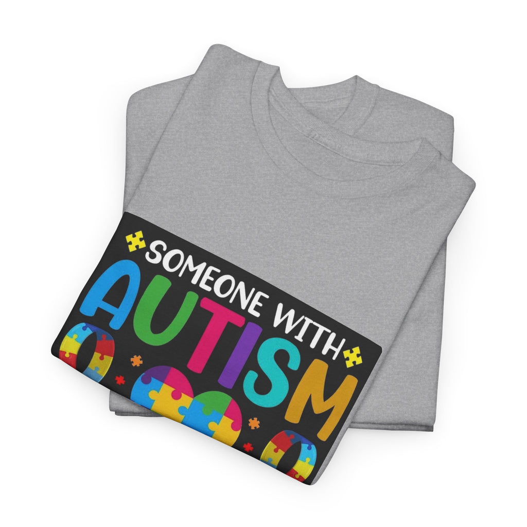 Autism Awareness T-Shirt — “Someone With Autism Lights Up My World” Colorful Puzzle Tee