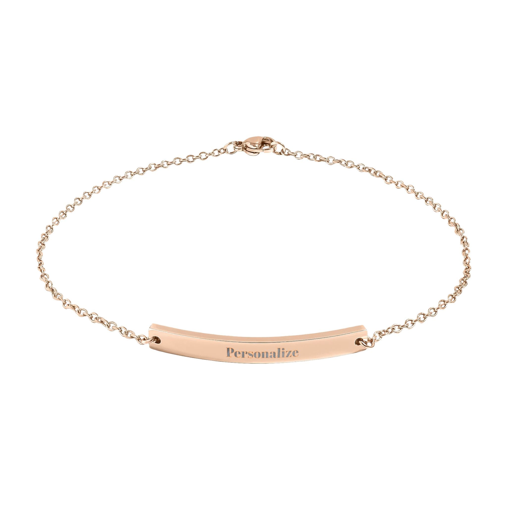 Engravable Curved Bar Anklet — Personalized Minimalist Anklet (Custom Text)