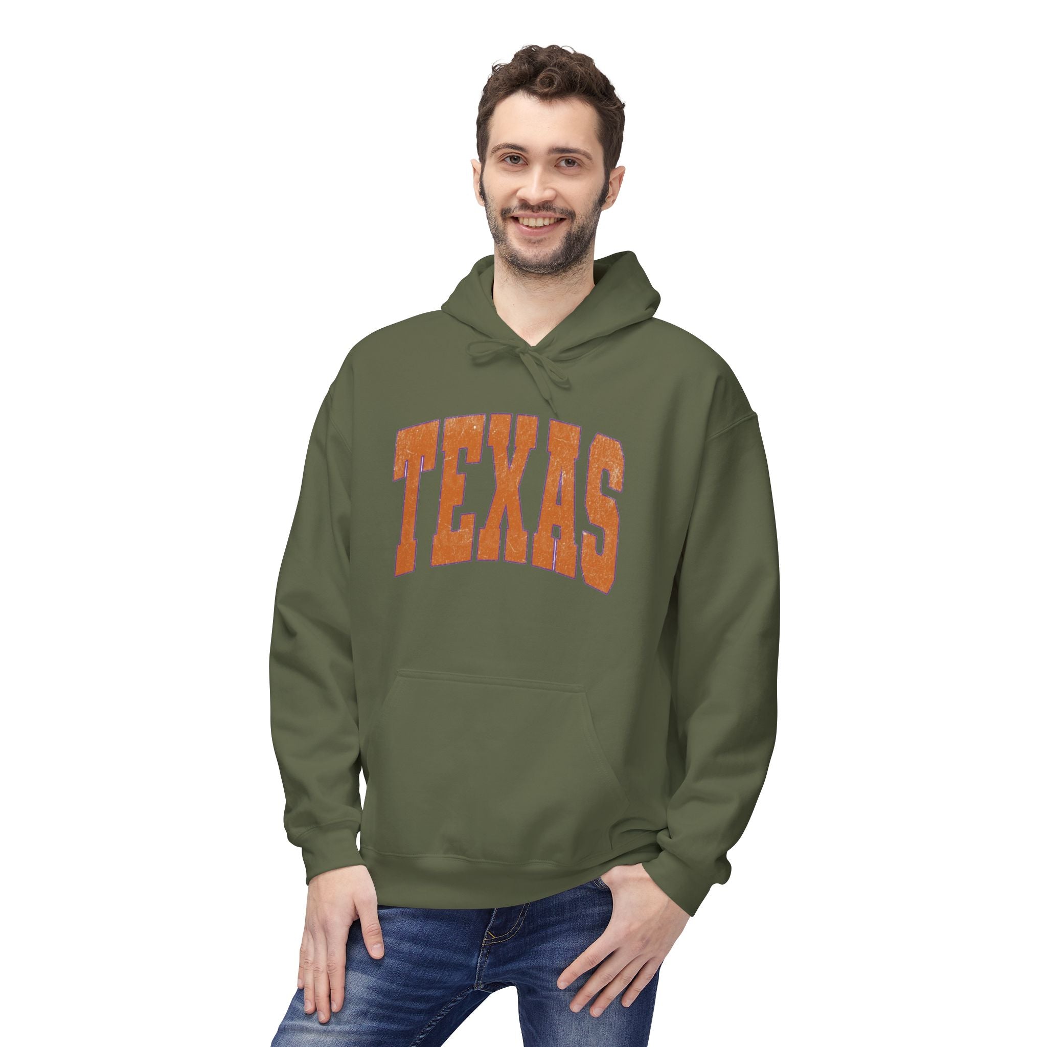 Texas Arch Hoodie — Vintage burnt orange college pullover