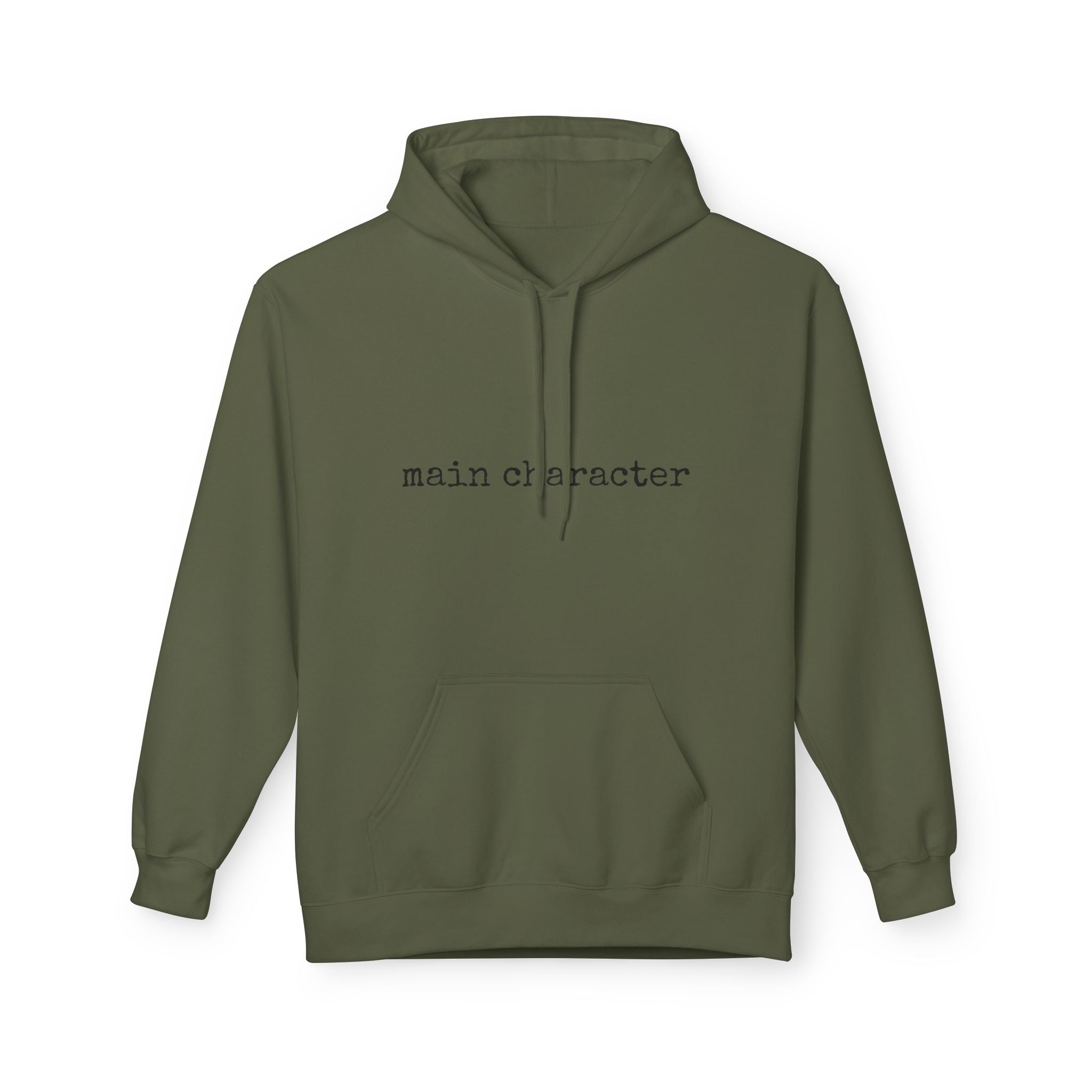 "main character" Hoodie — Minimalist Text Graphic Pullover