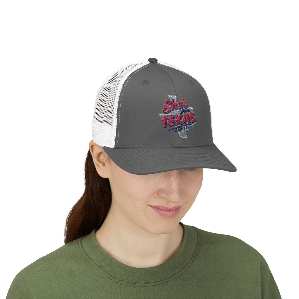 She's Texas Snapback Trucker Cap — Floral Texas State Logo Hat