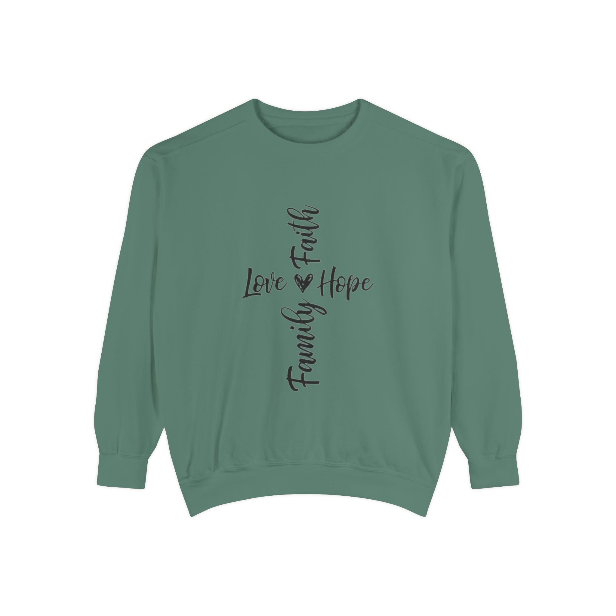 Faith Love Hope Family Sweatshirt – Vertical Script Cross Design