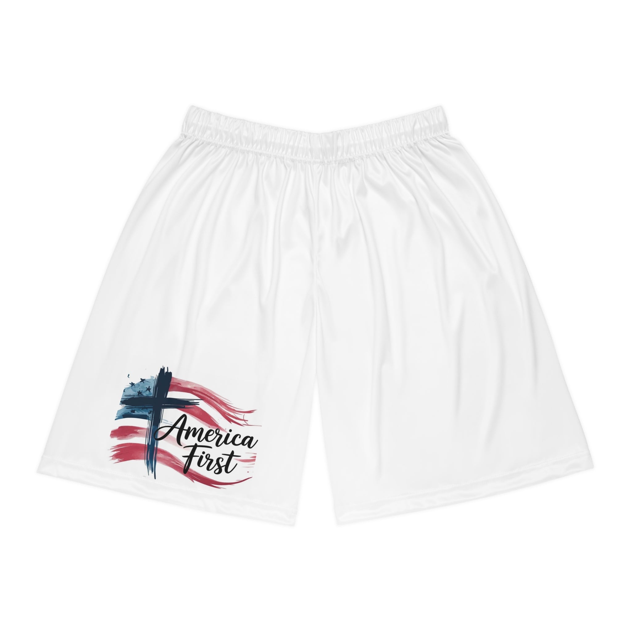 America First Basketball Shorts — Patriotic USA Flag Athletic Shorts