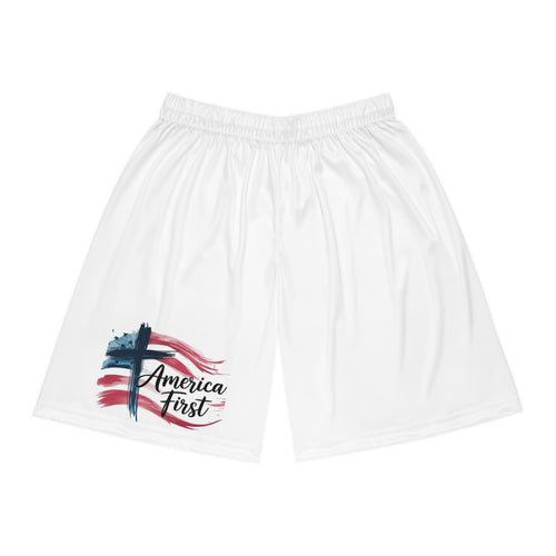 America First Basketball Shorts — Patriotic USA Flag Athletic Shorts