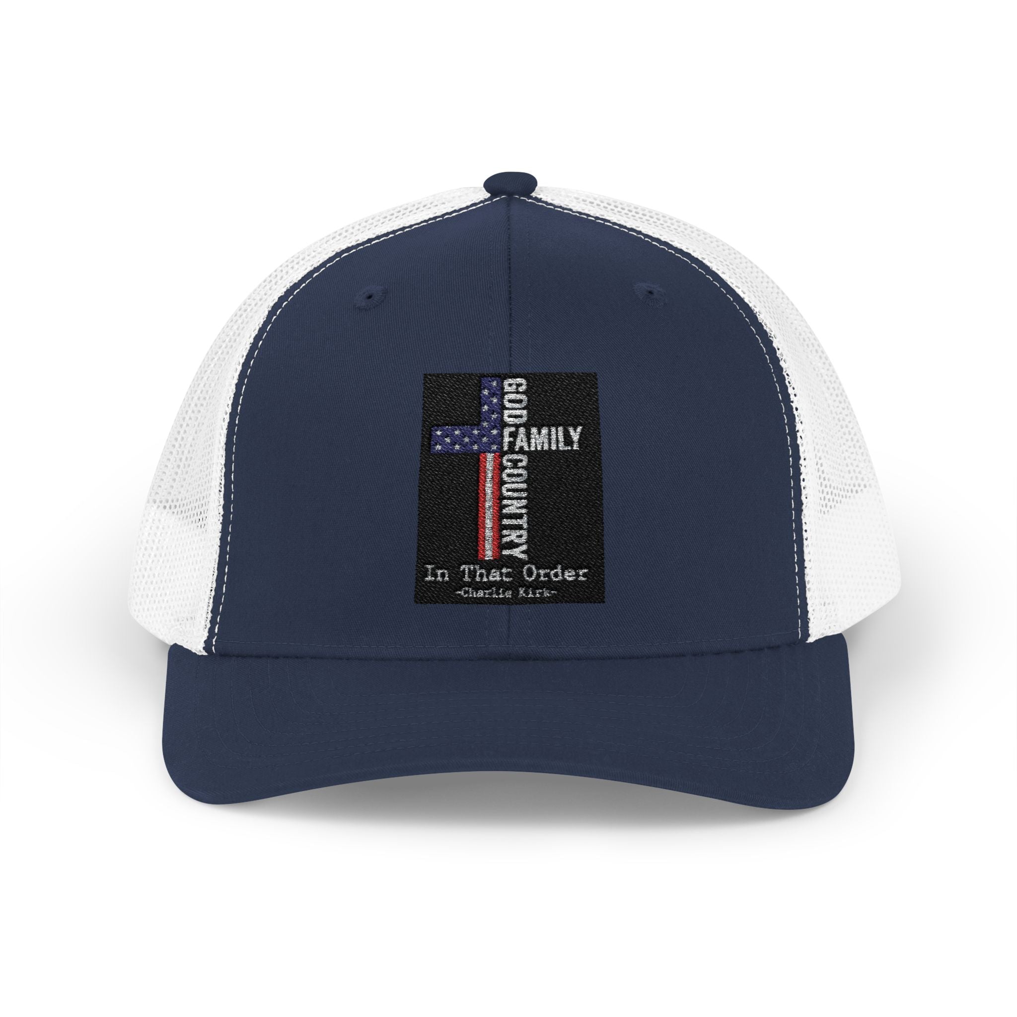 Thin Blue Line Cross Trucker Hat — Police Support Snapback