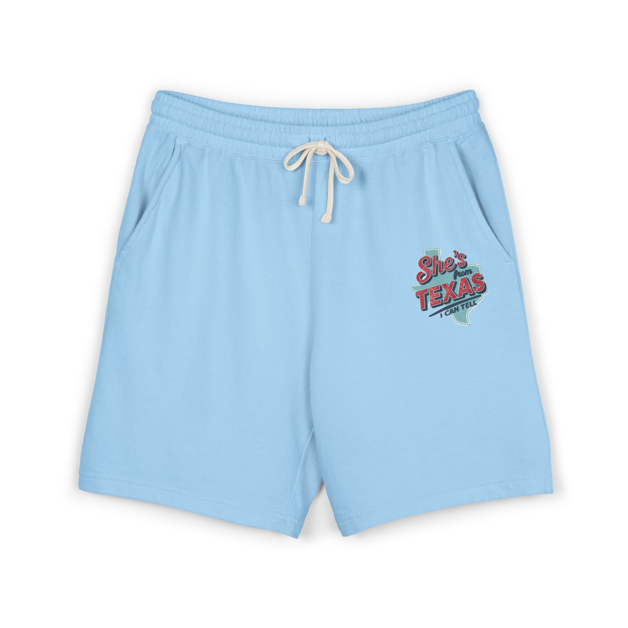She’s From Texas Fleece Sweat Shorts — Lightweight Garment-Dyed Lounge Shorts