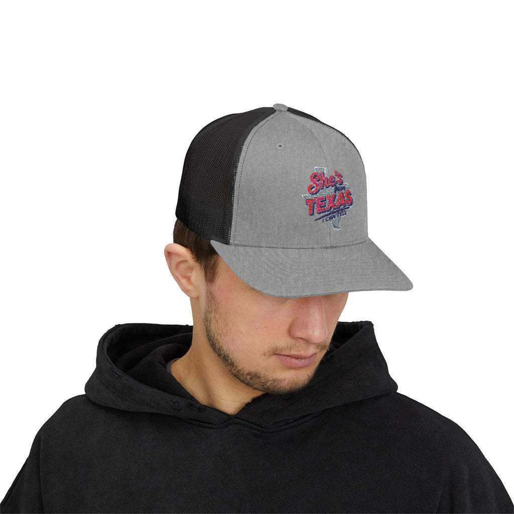She's Texas Snapback Trucker Cap — Floral Texas State Logo Hat