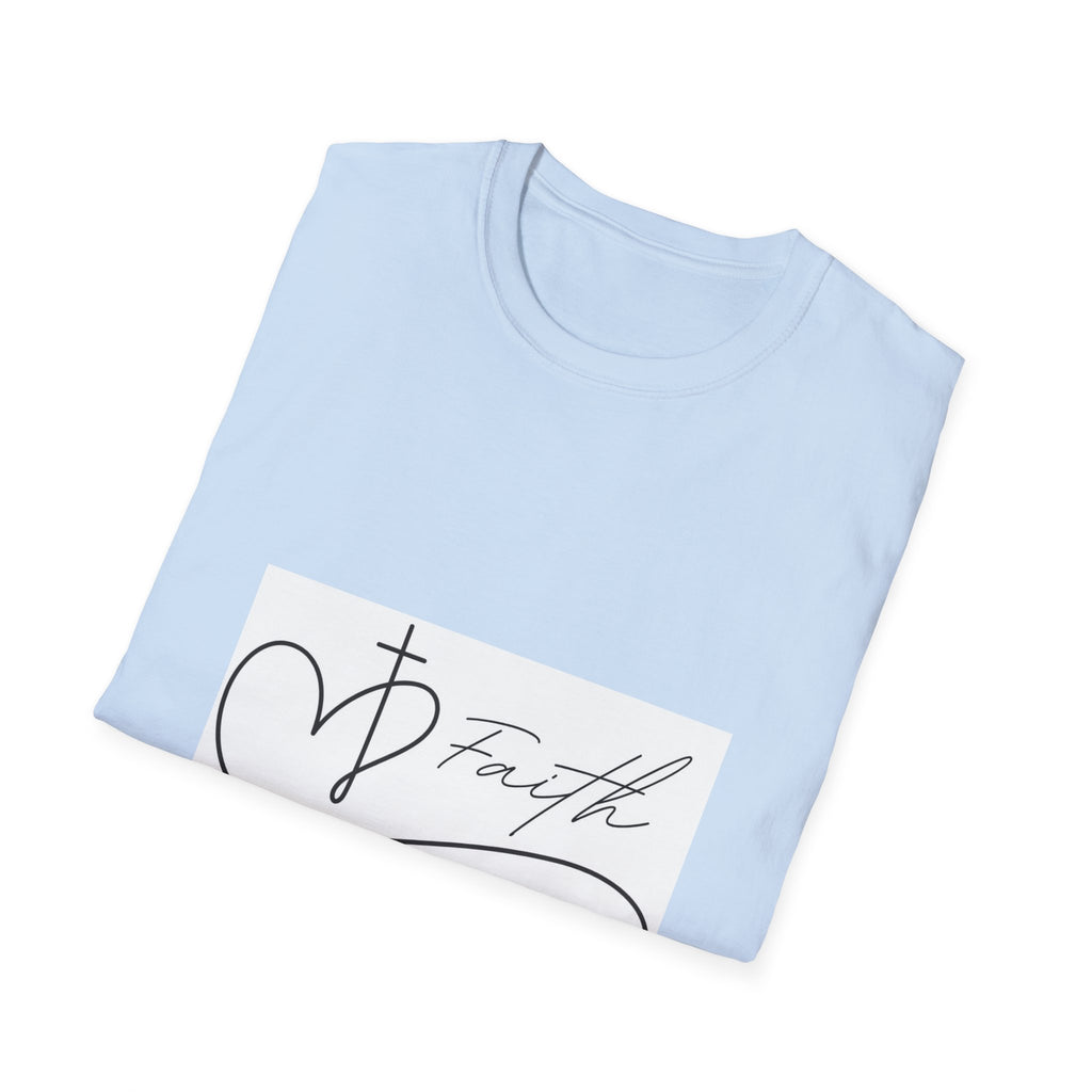 Faith Script T-Shirt — Heart Cross Design