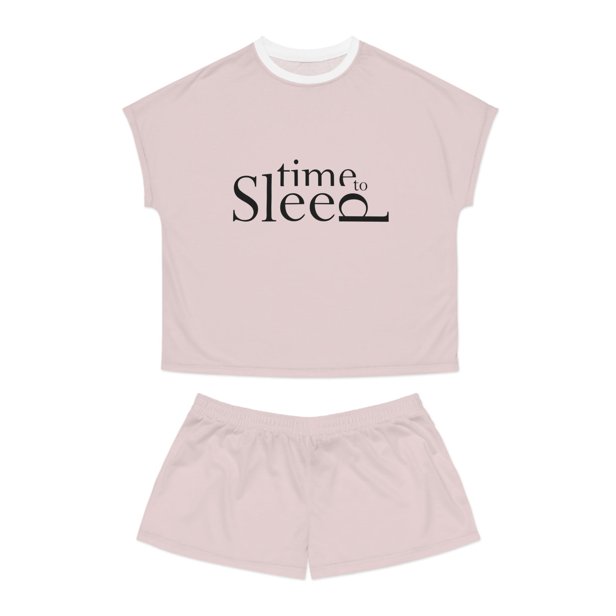 Women's 'Time to Sleep' Pajama Set - Pink Short Lounge PJs