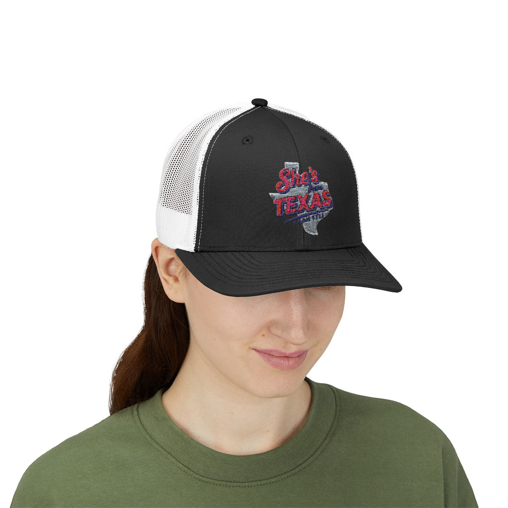 She's Texas Snapback Trucker Cap — Floral Texas State Logo Hat