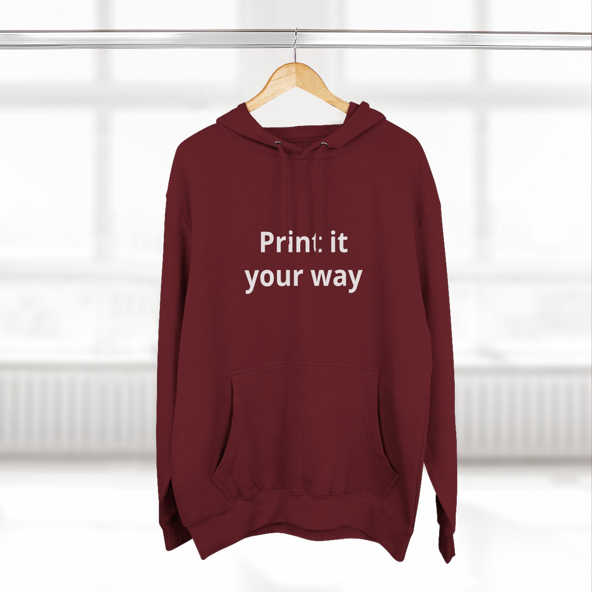 Blank White Hoodie — Customizable Three-Panel Fleece Pullover