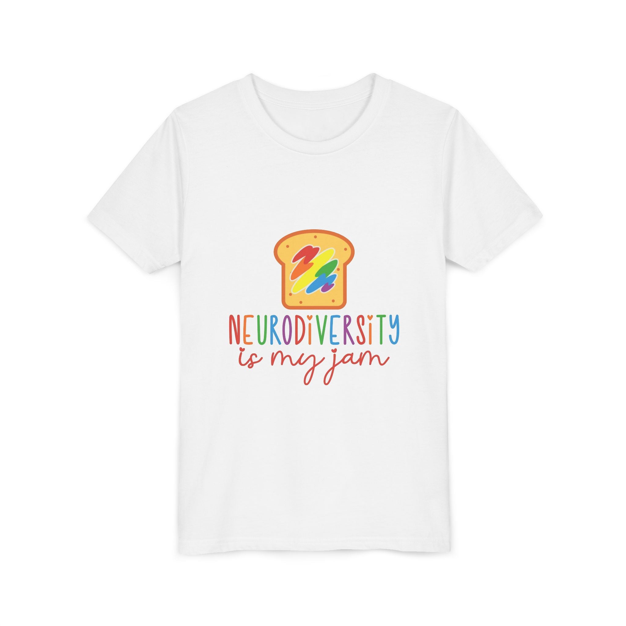 Youth Tee - "Neurodiversity Is My Jam" Rainbow Toast Graphic