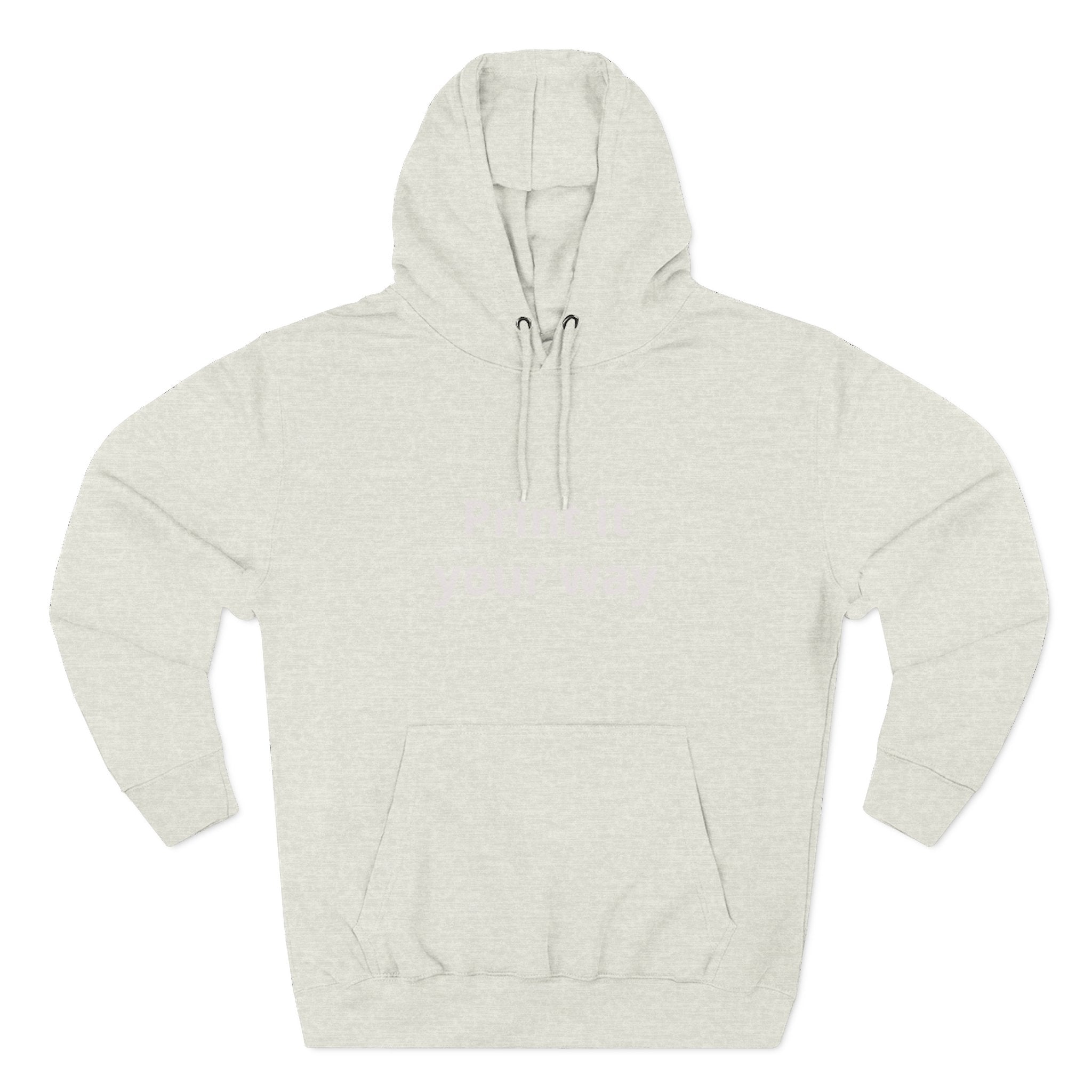 Blank White Hoodie — Customizable Three-Panel Fleece Pullover