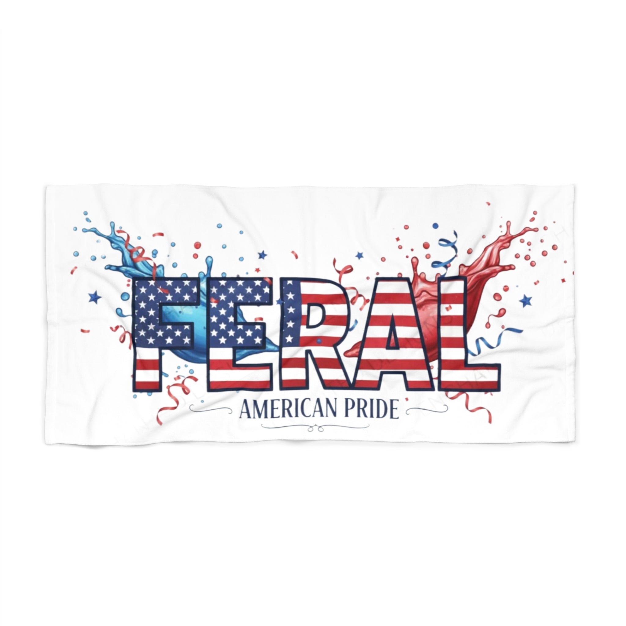 Feral American Pride Beach Towel — Patriotic USA Flag Design