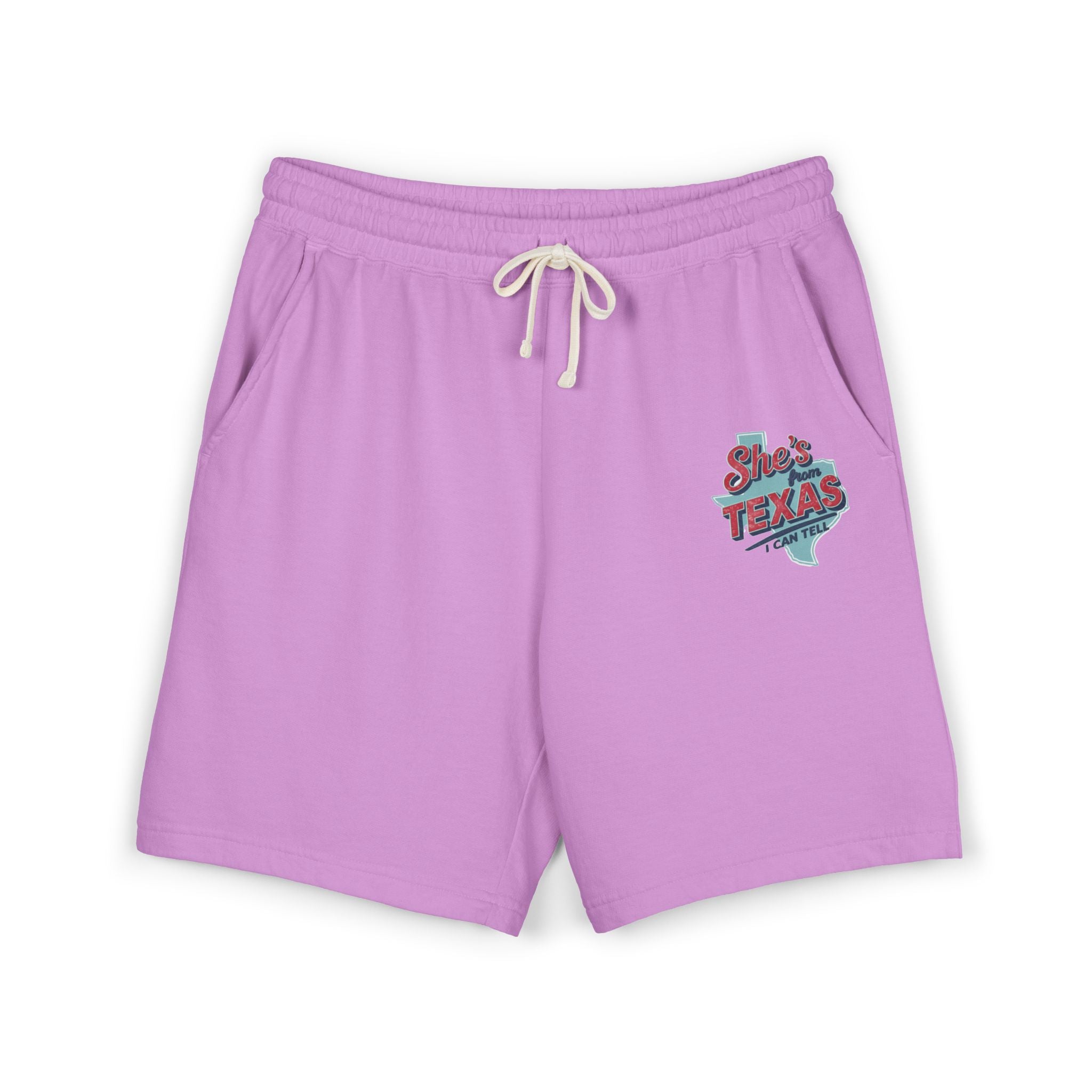 She’s From Texas Fleece Sweat Shorts — Lightweight Garment-Dyed Lounge Shorts