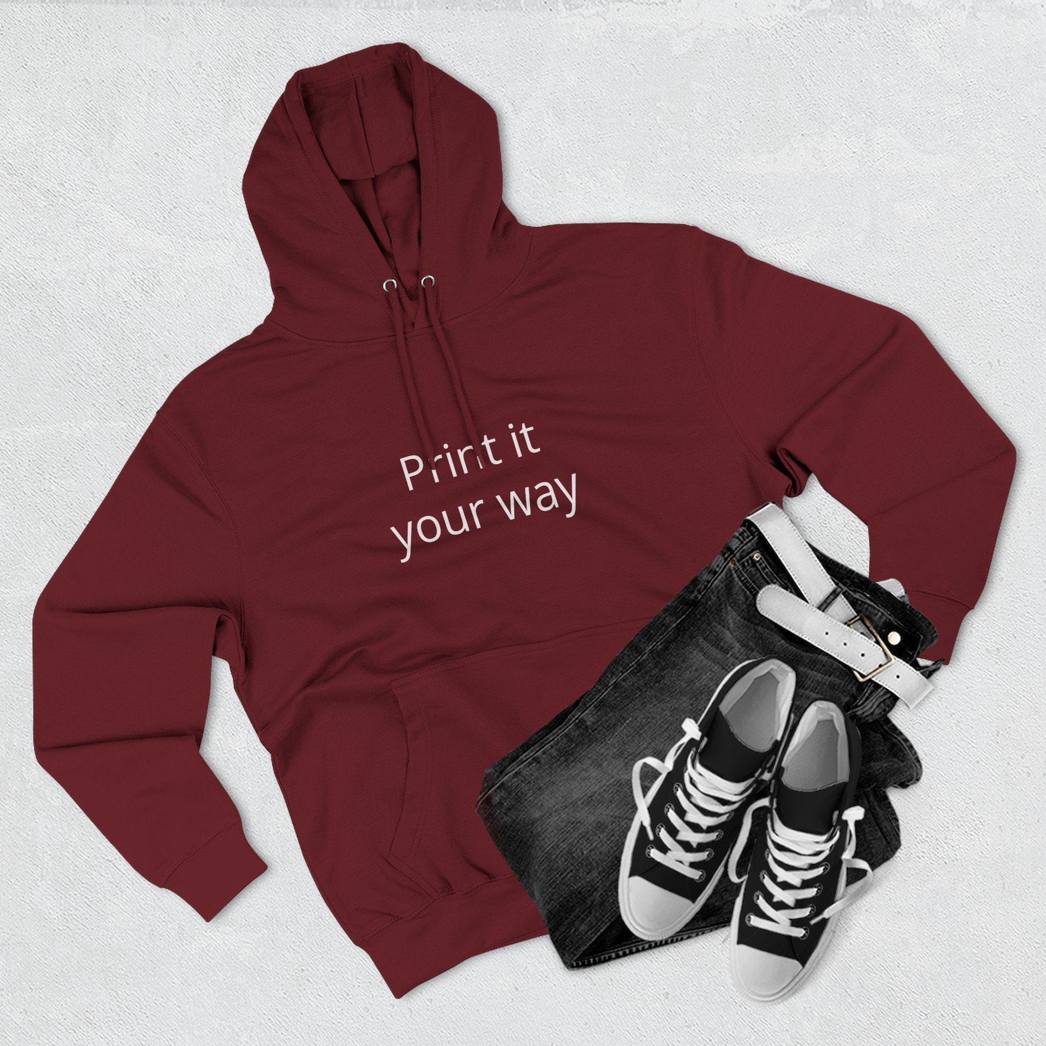 Blank White Hoodie — Customizable Three-Panel Fleece Pullover