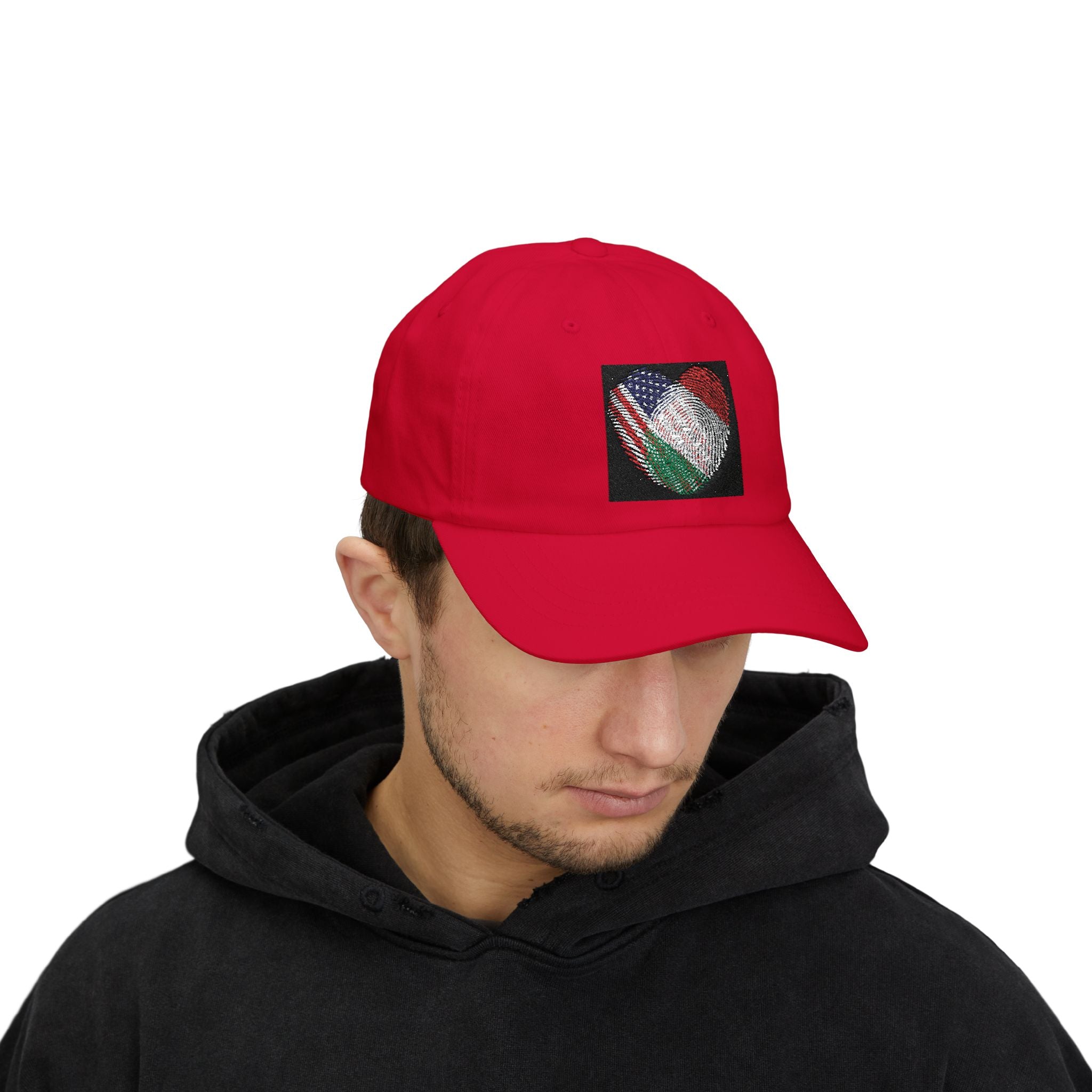 Dad Cap with USA & Italy  Heart Patch – Flag Love Baseball Hat