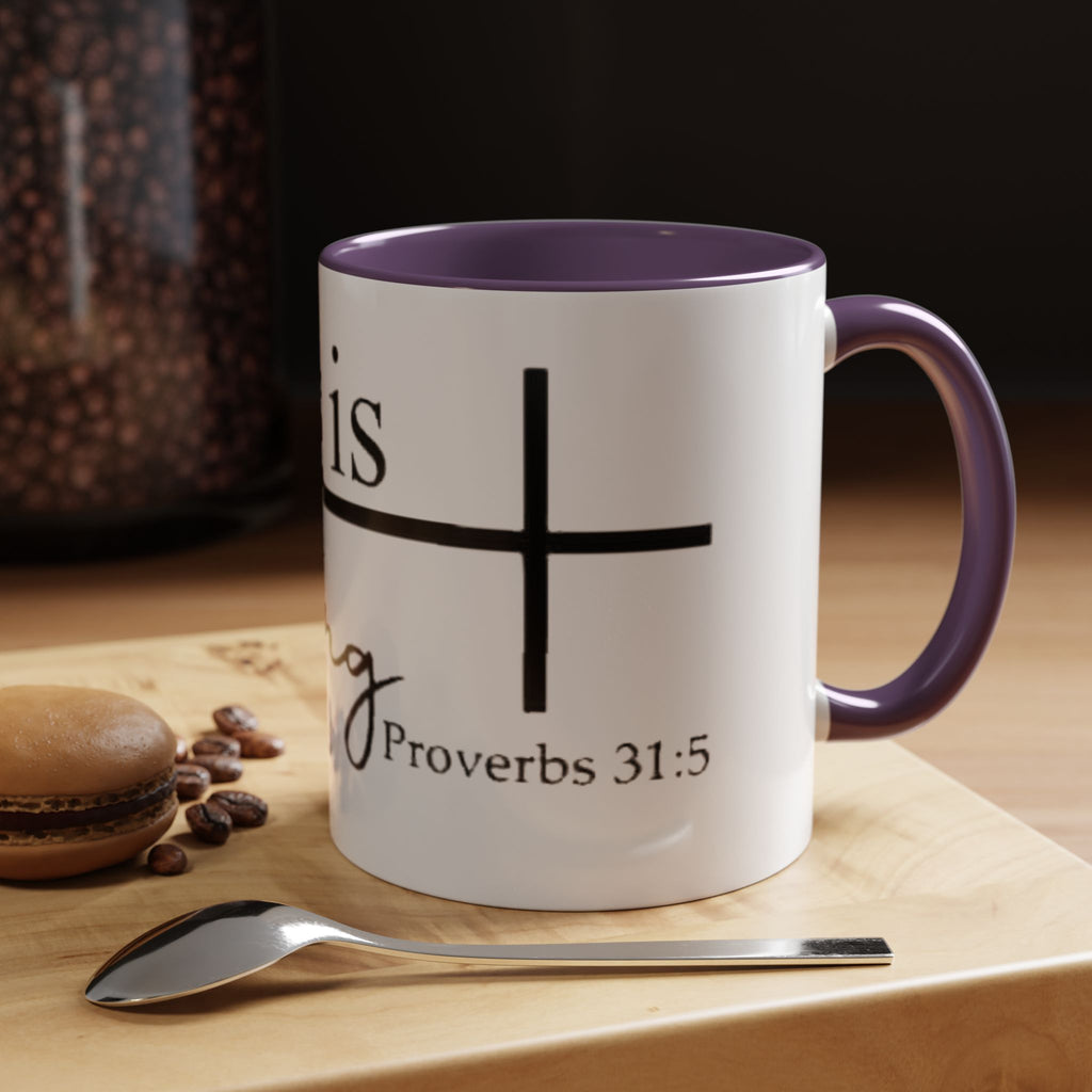 Proverbs 31:25 'She Is Strong' Accent Coffee Mug — Inspirational Christian Gift