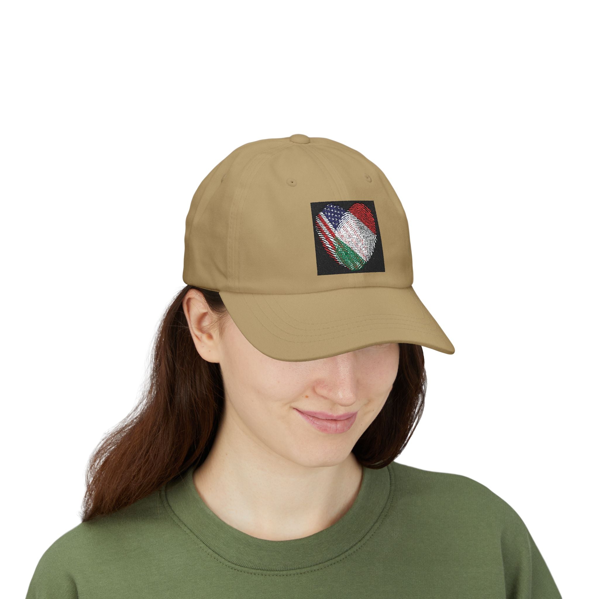 Dad Cap with USA & Italy  Heart Patch – Flag Love Baseball Hat