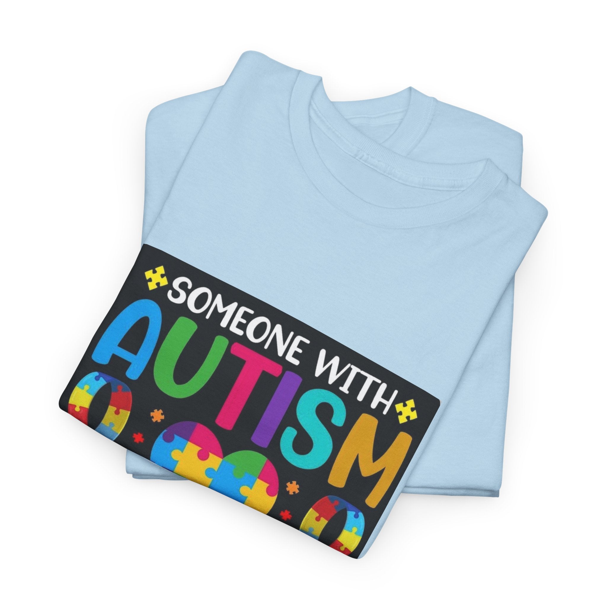 Autism Awareness T-Shirt — “Someone With Autism Lights Up My World” Colorful Puzzle Tee