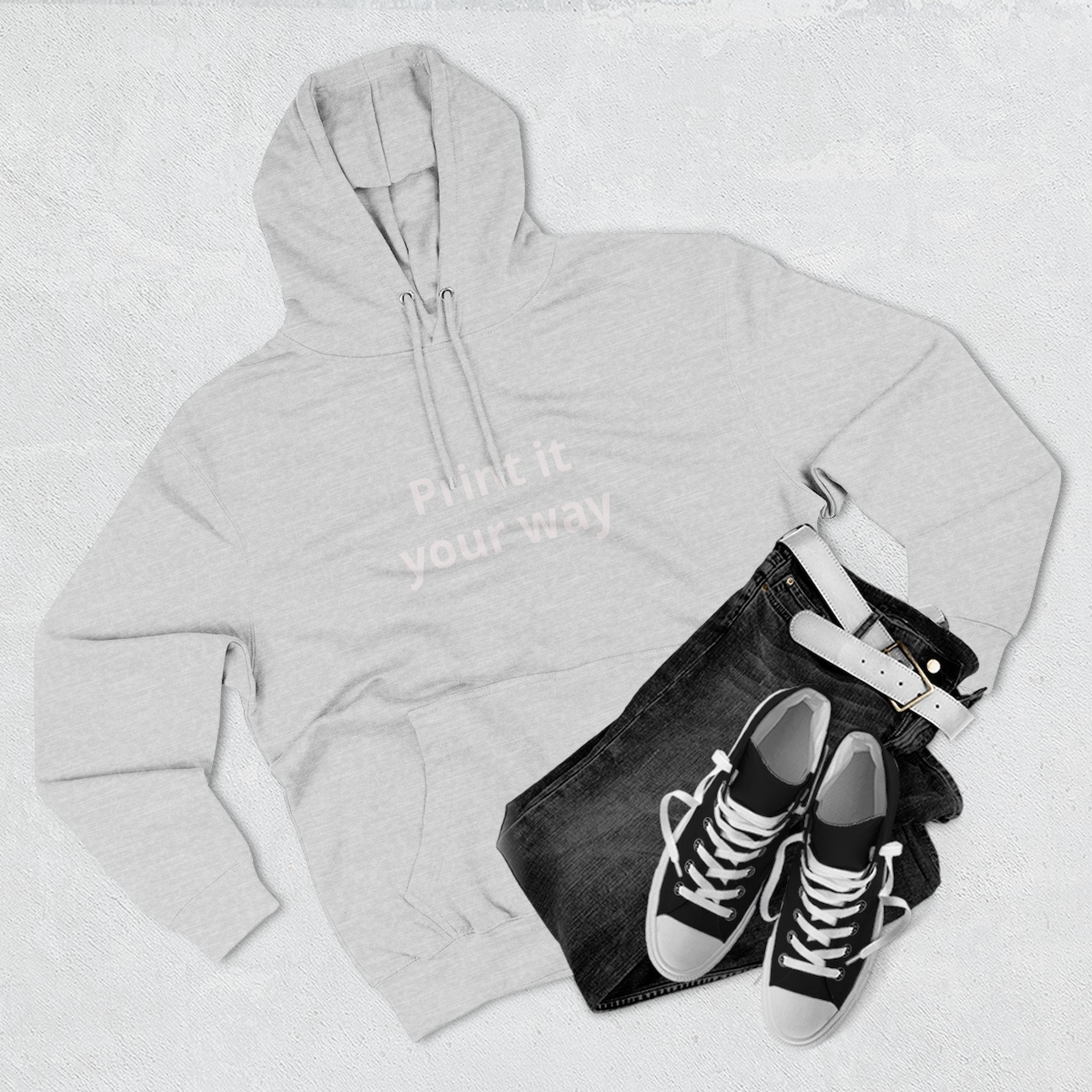 Blank White Hoodie — Customizable Three-Panel Fleece Pullover
