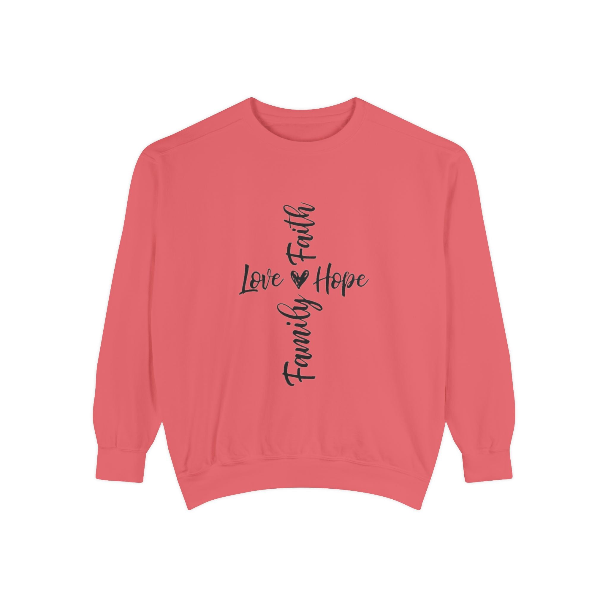 Faith Love Hope Family Sweatshirt – Vertical Script Cross Design