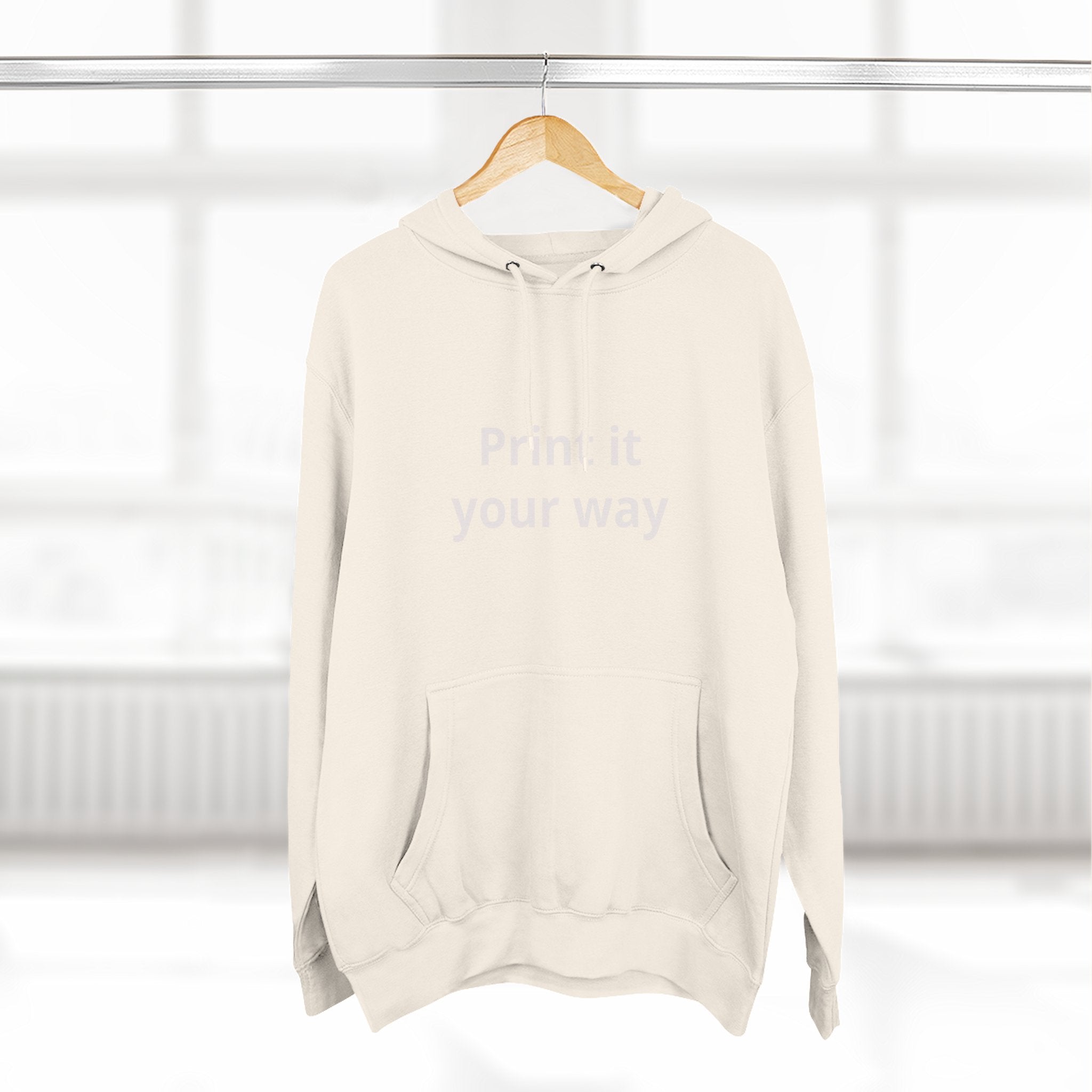 Blank White Hoodie — Customizable Three-Panel Fleece Pullover