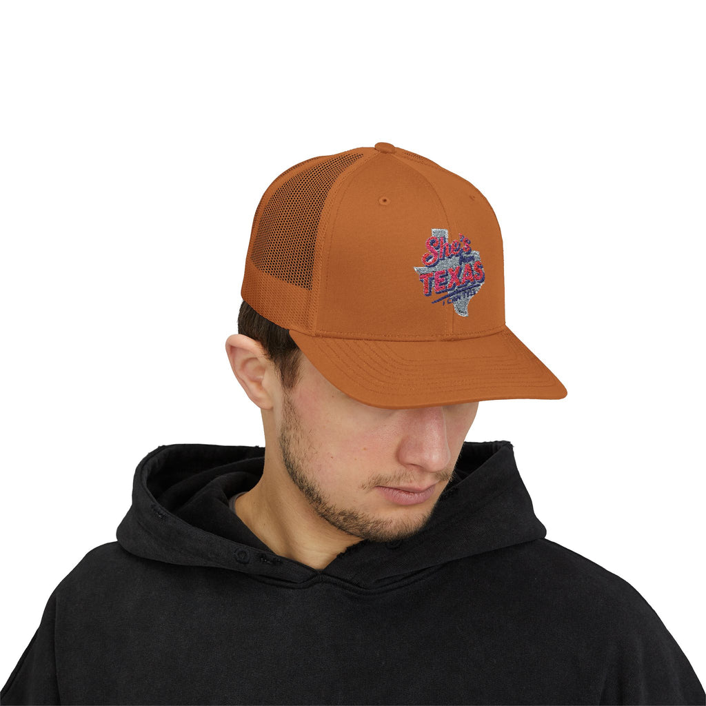 She's Texas Snapback Trucker Cap — Floral Texas State Logo Hat