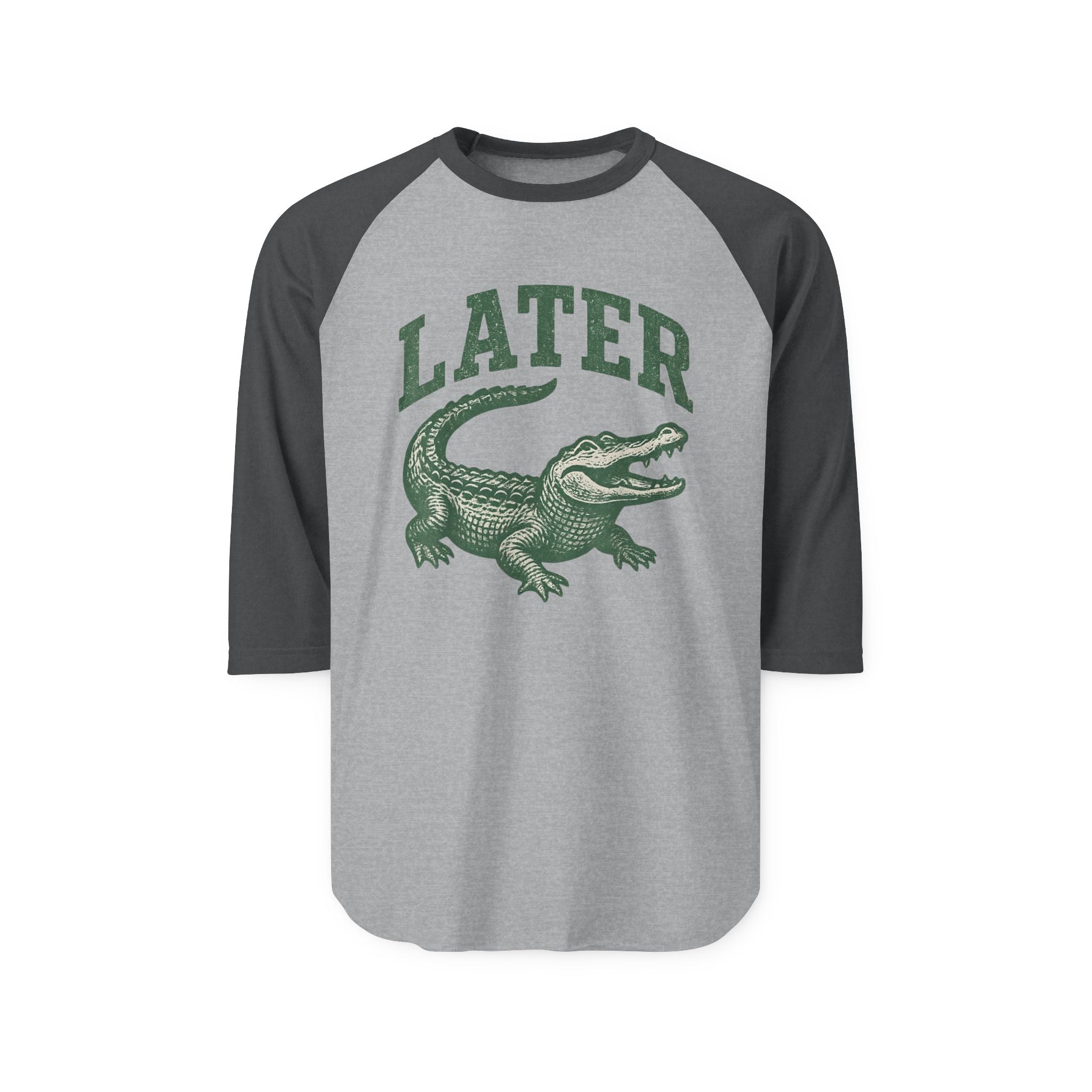 Later Alligator Raglan Shirt — Vintage Crocodile Graphic 3/4 Sleeve