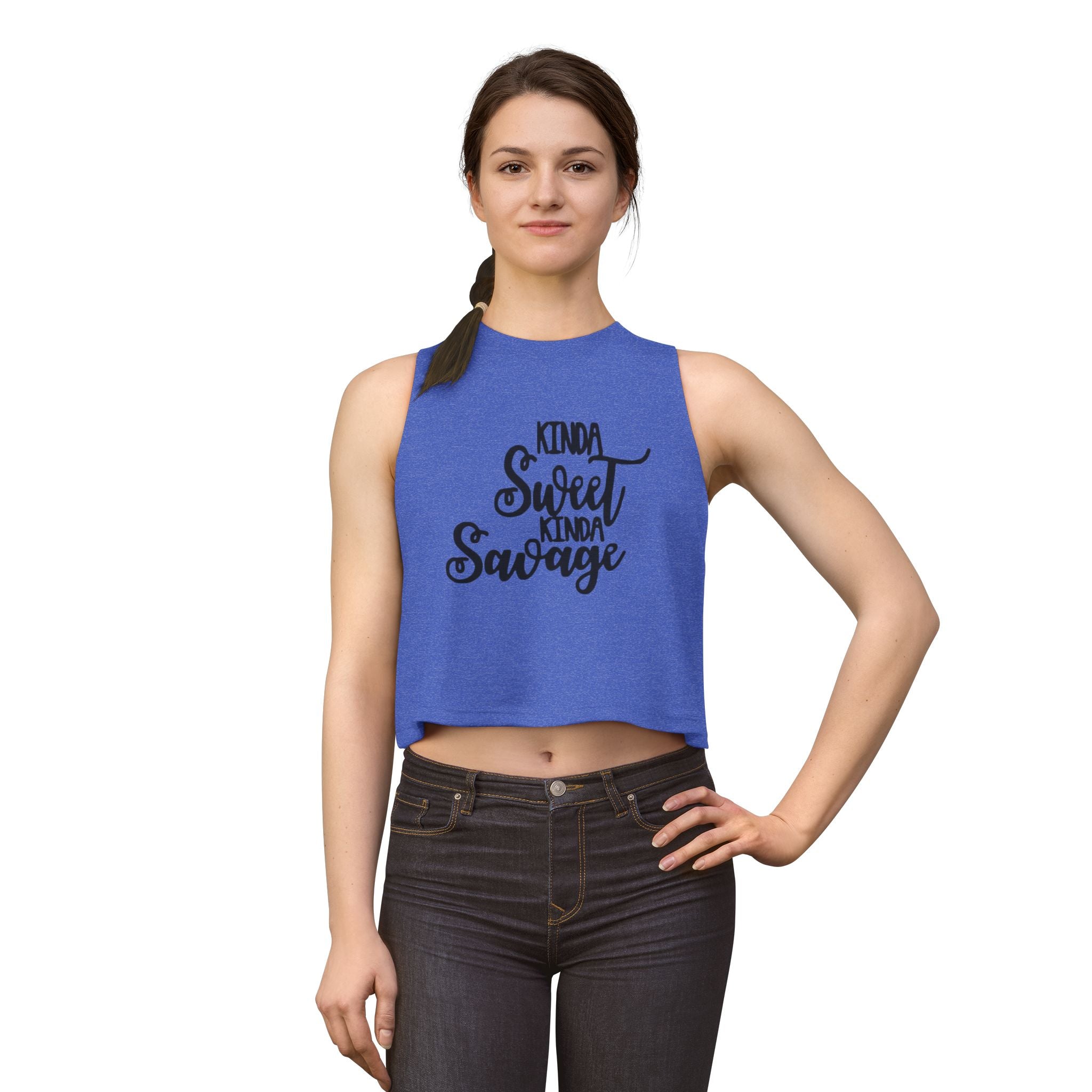 Crop Top — "Kinda Sweet Kinda Savage" Women's Flowy Cropped Tank