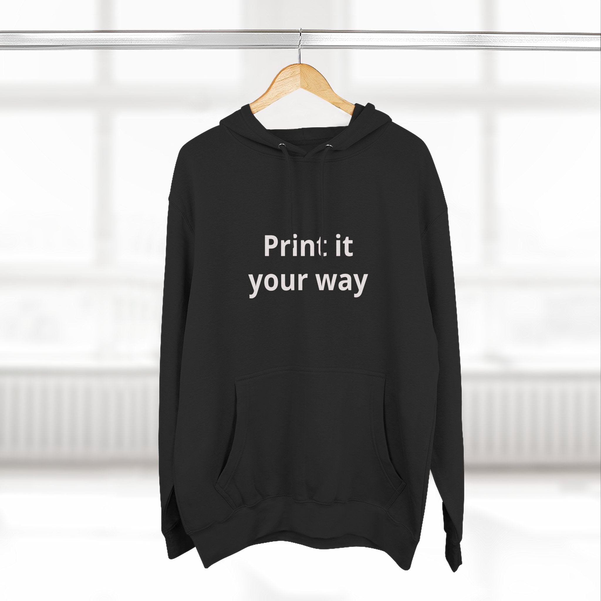 Blank White Hoodie — Customizable Three-Panel Fleece Pullover