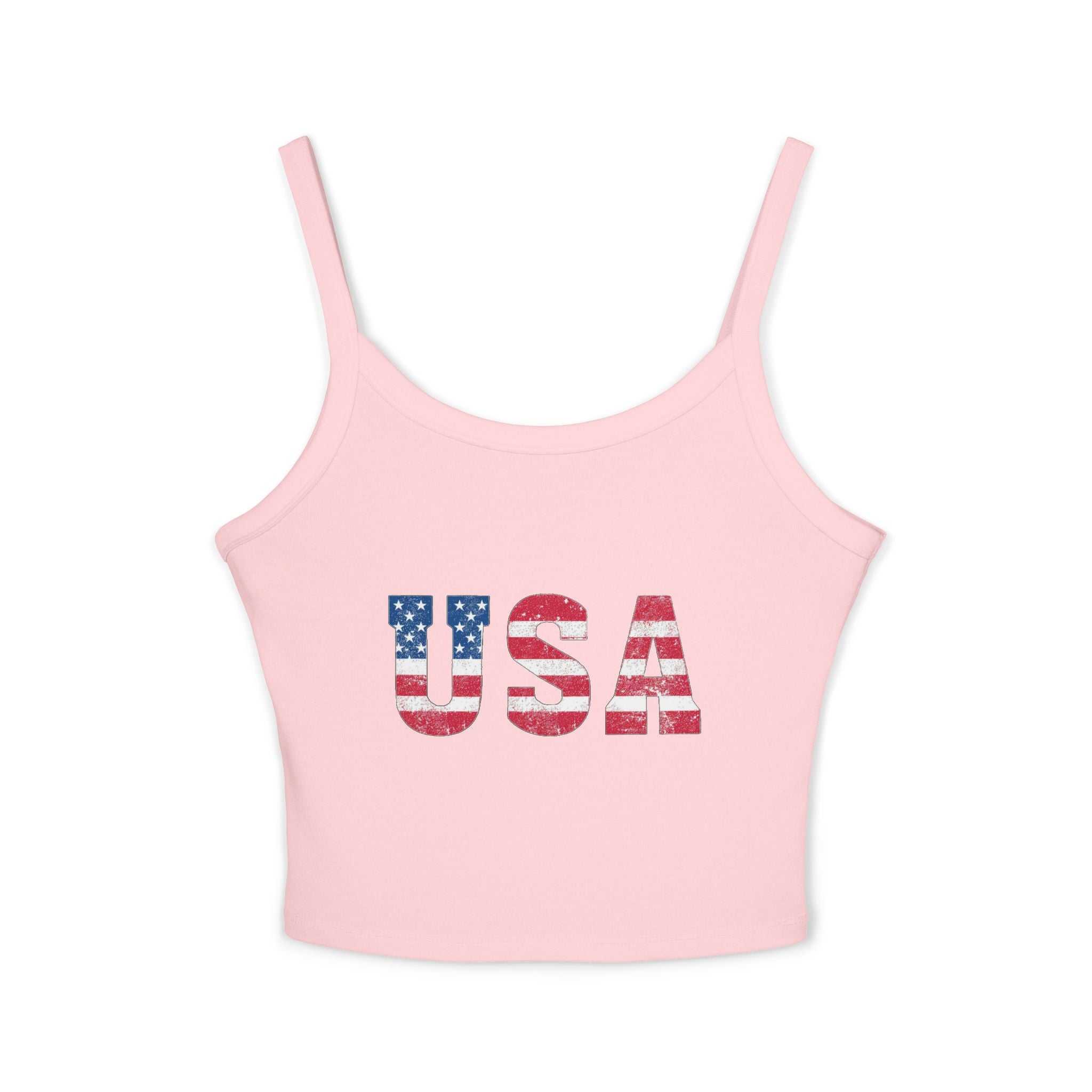 USA Flag Spaghetti Strap Tank Top – Patriotic Women’s Crop