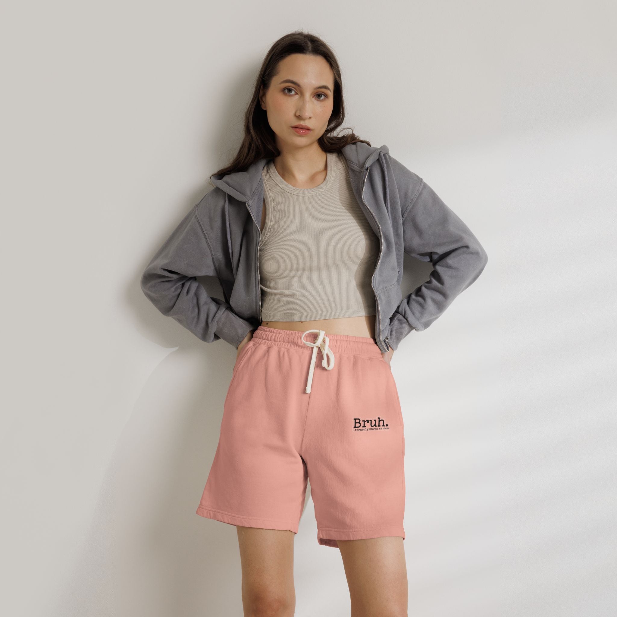 Bruh. Fleece Sweat Shorts — Lightweight Garment-Dyed Lounge Shorts