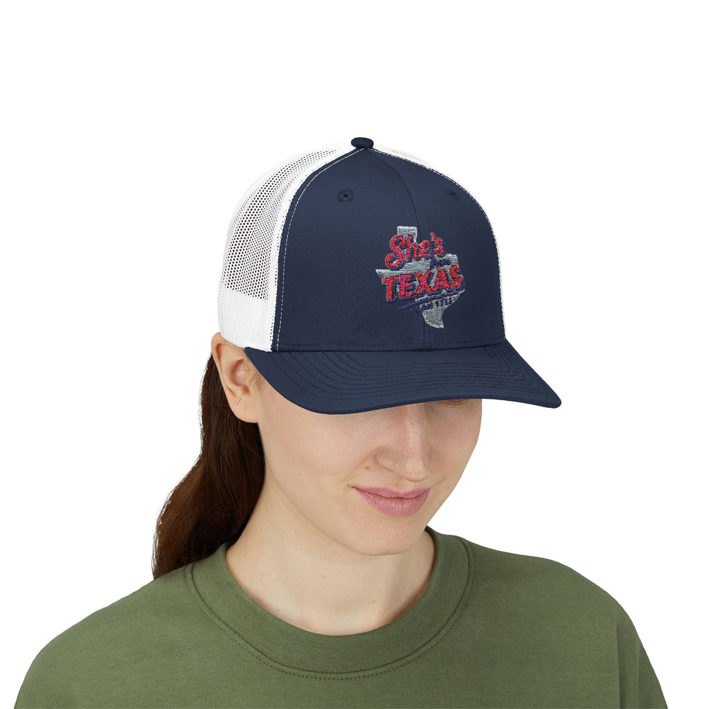 She's Texas Snapback Trucker Cap — Floral Texas State Logo Hat