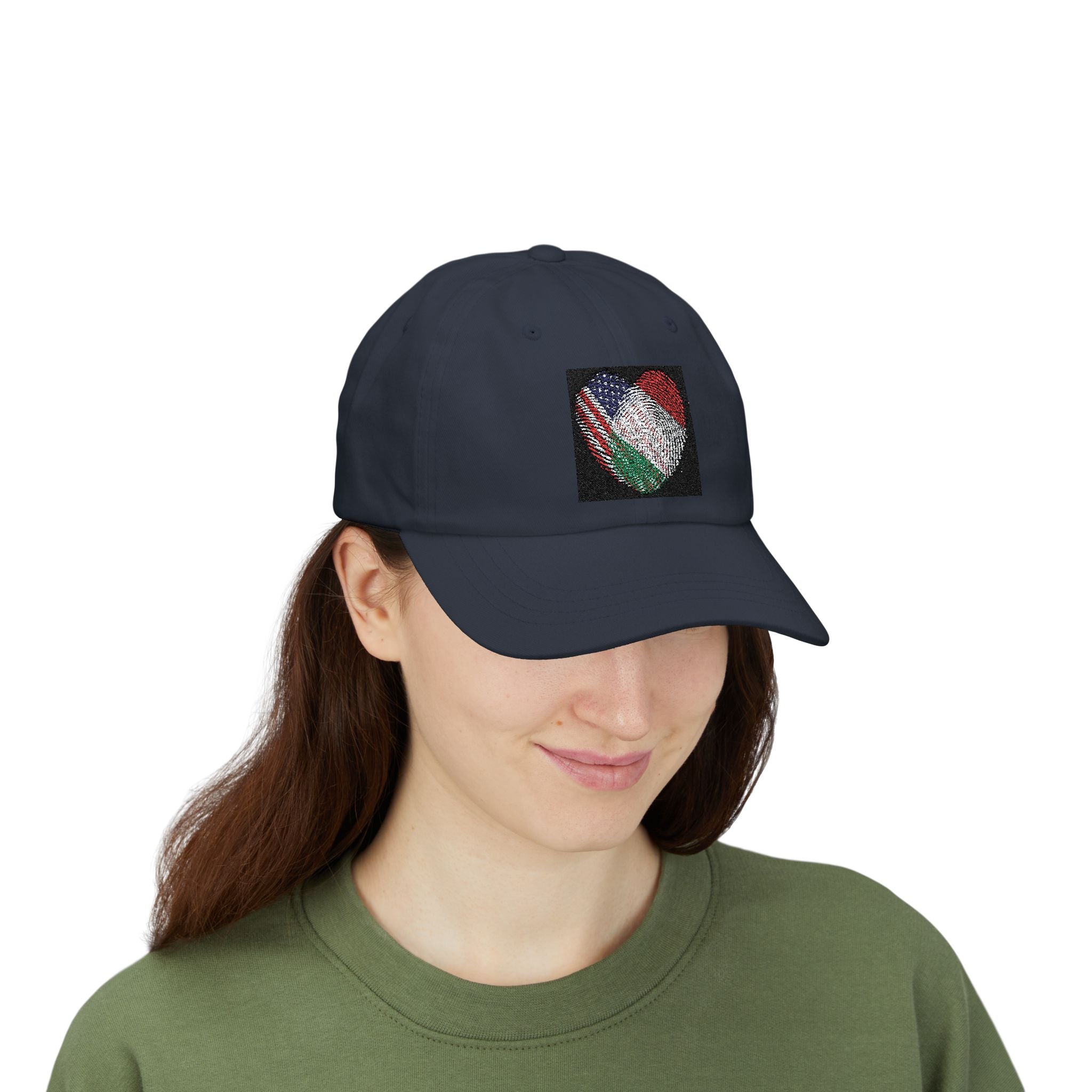 Dad Cap with USA & Italy  Heart Patch – Flag Love Baseball Hat