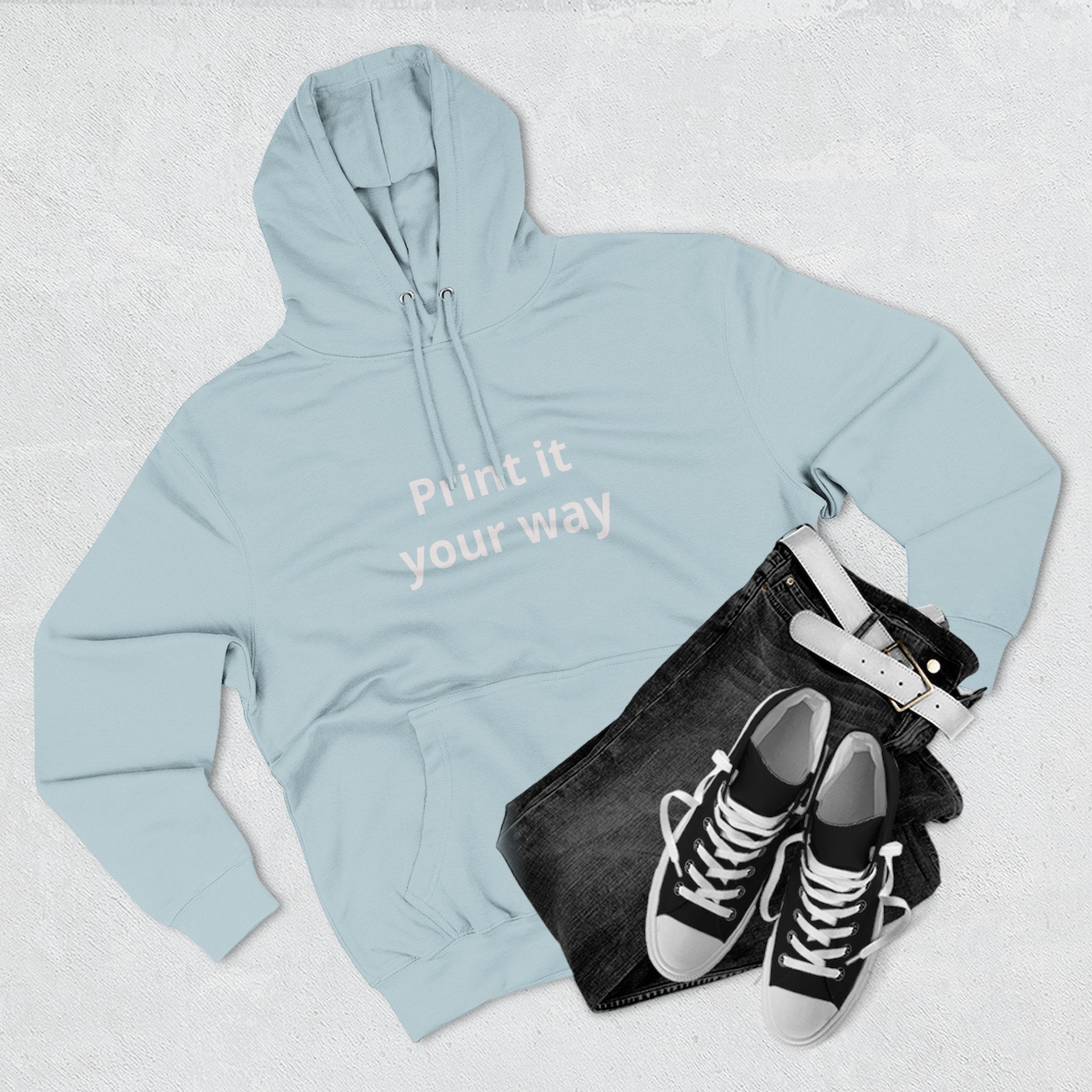 Blank White Hoodie — Customizable Three-Panel Fleece Pullover