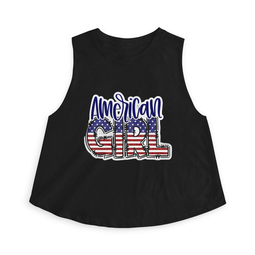 American Girl Crop Top — Patriotic USA Flag Graphic Tank for Women