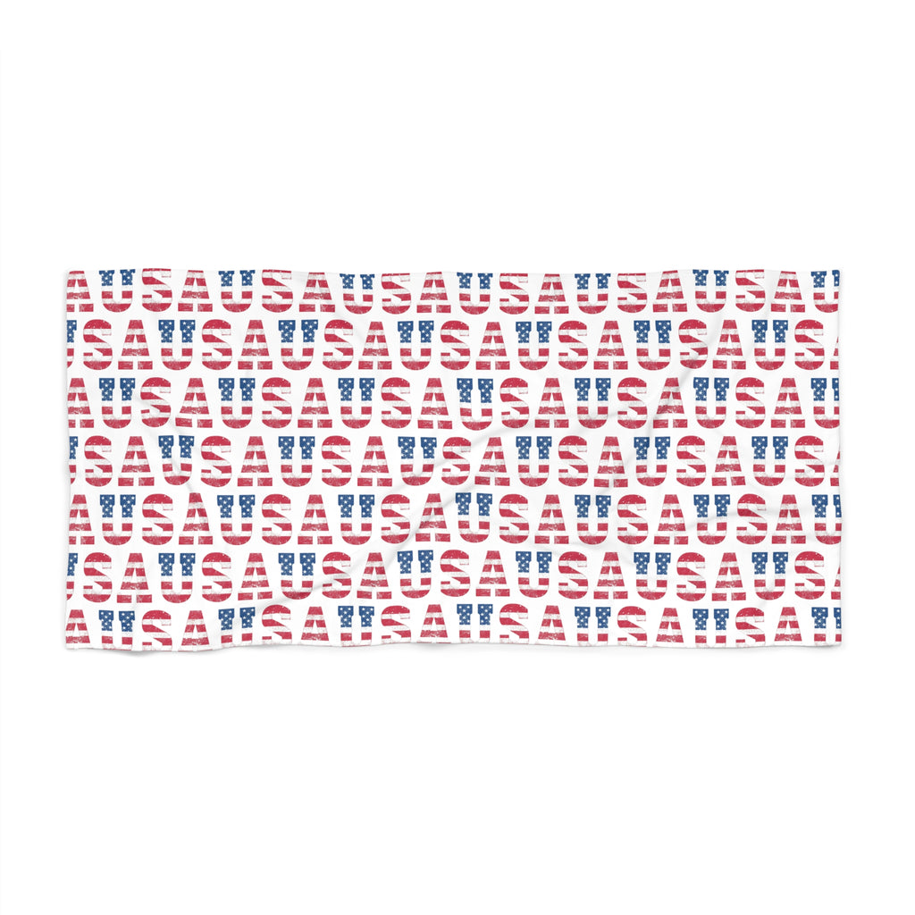 USA Flag Pattern Beach Towel – Red, White & Blue Patriotic Summer Towel