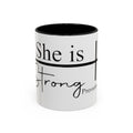 Proverbs 31:25 'She Is Strong' Accent Coffee Mug — Inspirational Christian Gift