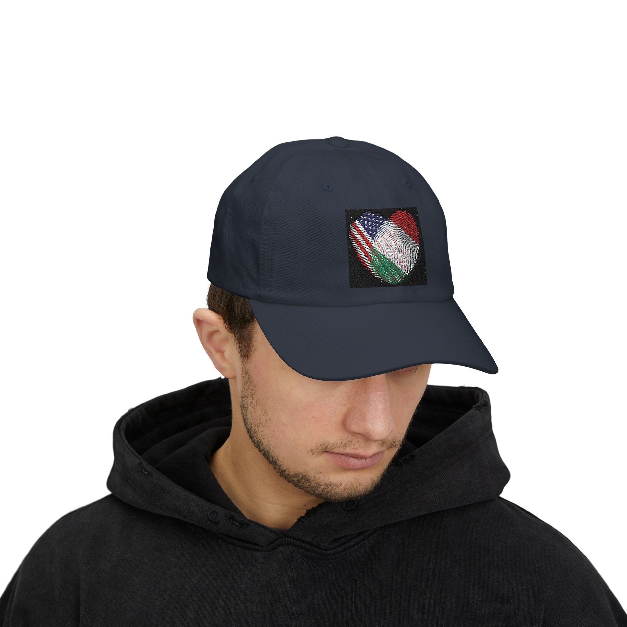 Dad Cap with USA & Italy  Heart Patch – Flag Love Baseball Hat
