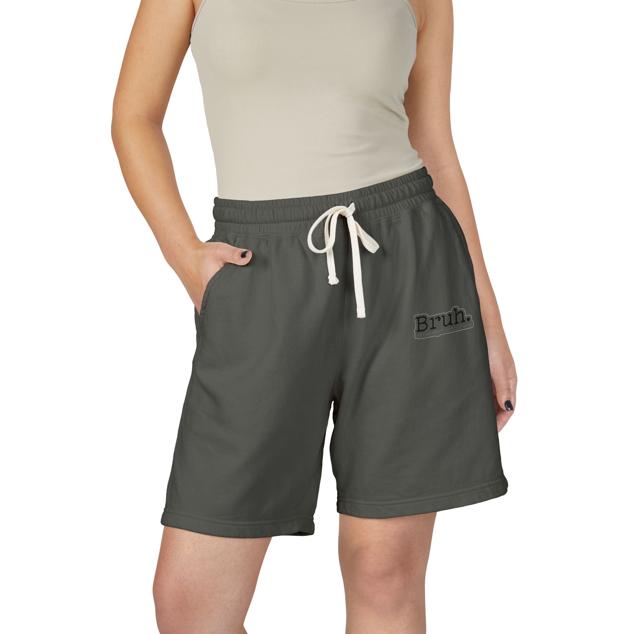 Bruh. Fleece Sweat Shorts — Lightweight Garment-Dyed Lounge Shorts