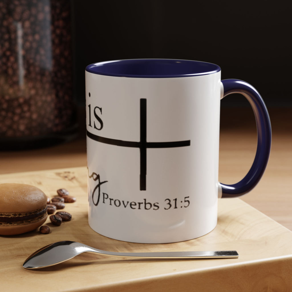 Proverbs 31:25 'She Is Strong' Accent Coffee Mug — Inspirational Christian Gift