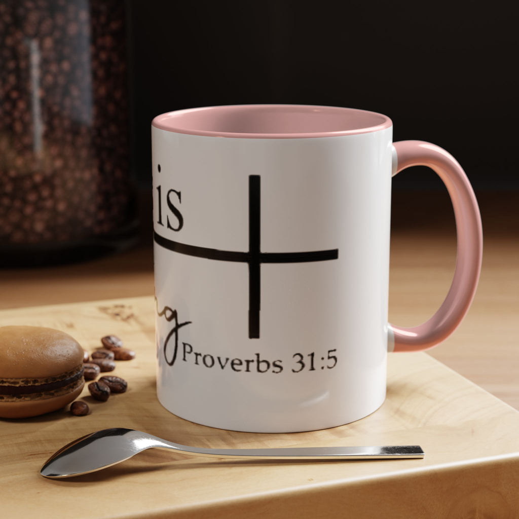 Proverbs 31:25 'She Is Strong' Accent Coffee Mug — Inspirational Christian Gift