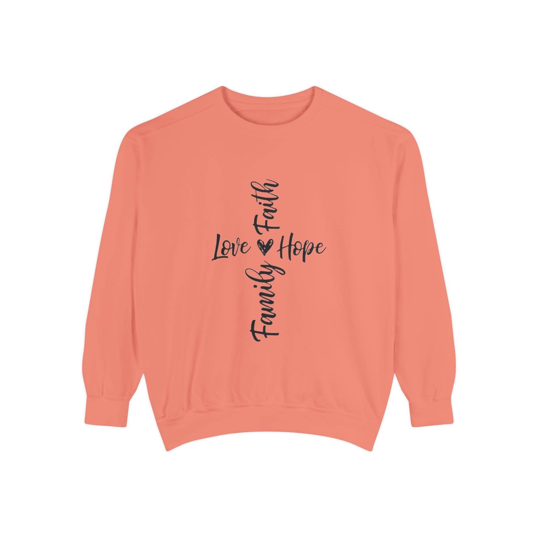 Faith Love Hope Family Sweatshirt – Vertical Script Cross Design