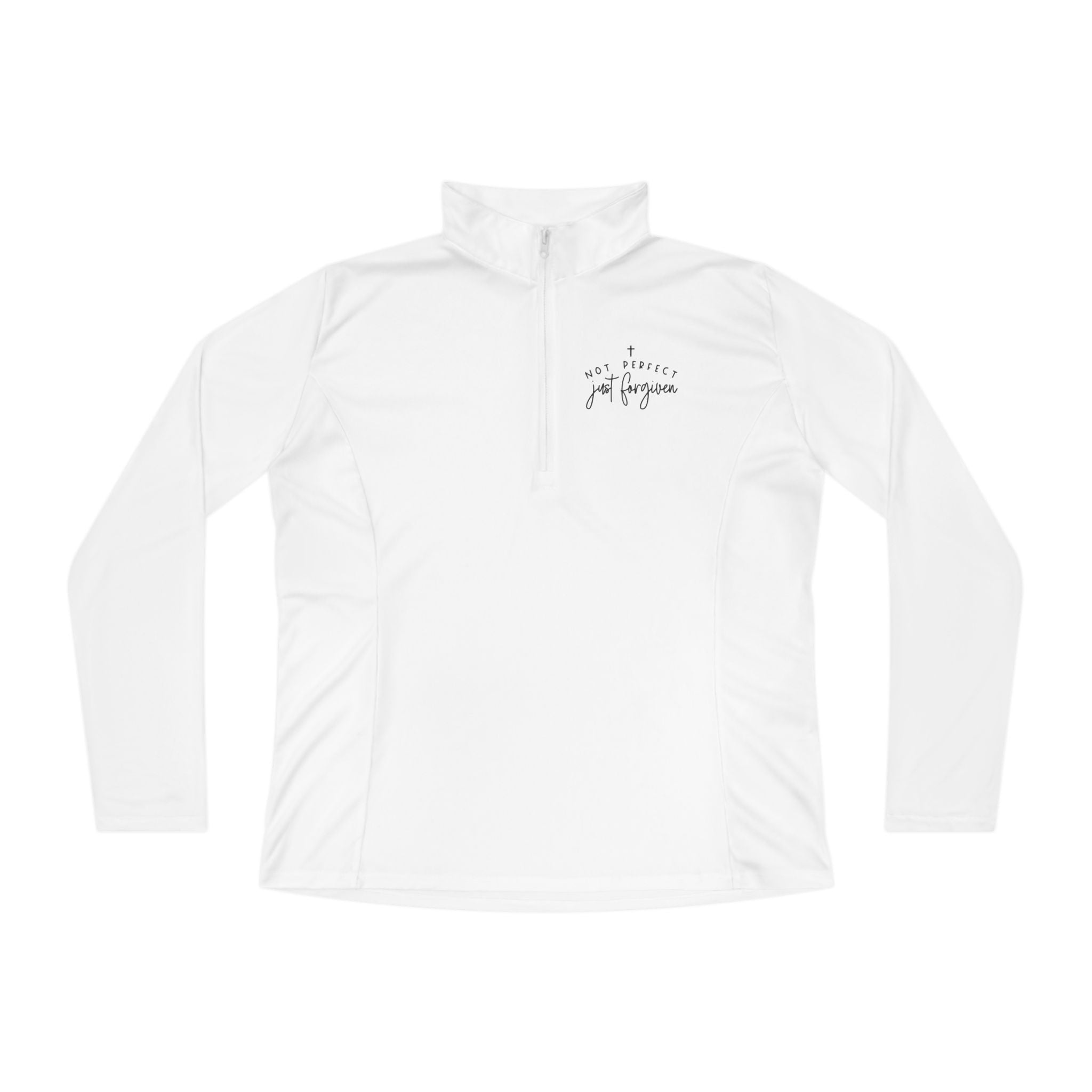Ladies Quarter-Zip Pullover — Minimal Script "be brave, be you" Athletic Pullover